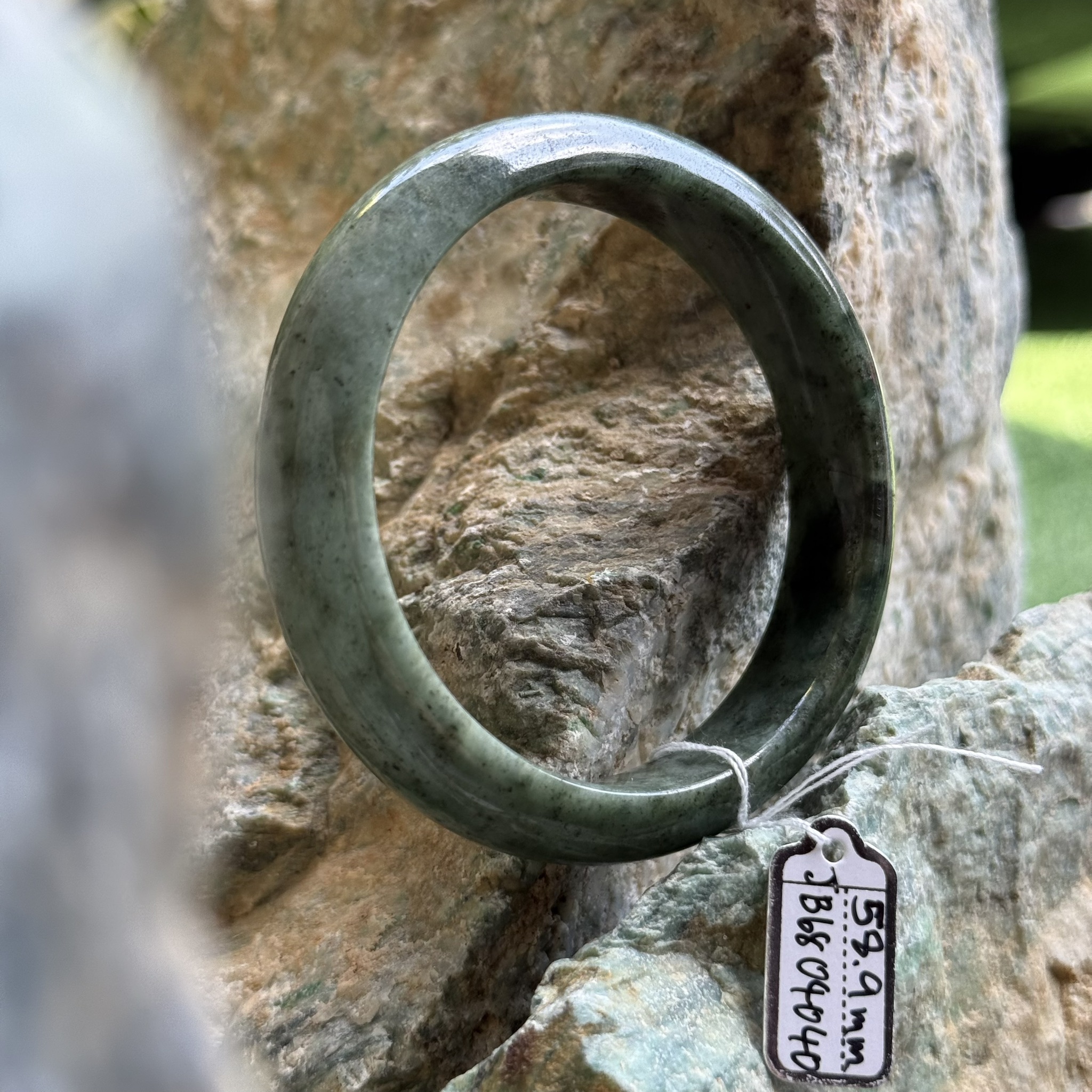 JB6804040 หยก พม่า แท้ Jade กำไลหยก 58.9 มม. (Jadeite bracelet) พม่า (Myanmar)