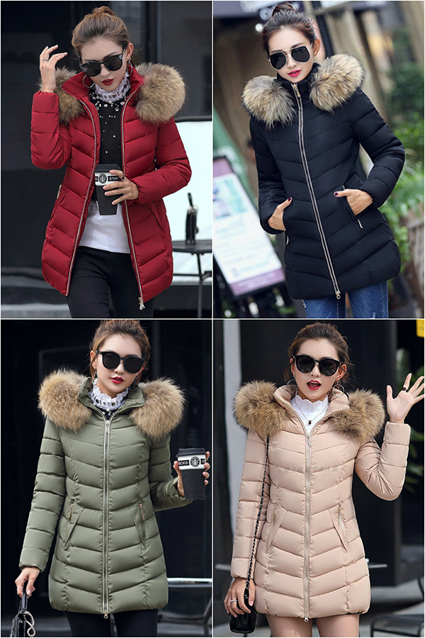 เสื้อโค้ทกันหนาวติดลบลุยหิมะ ฮู้ดและเฟอร์ถอดได้ (12229X)