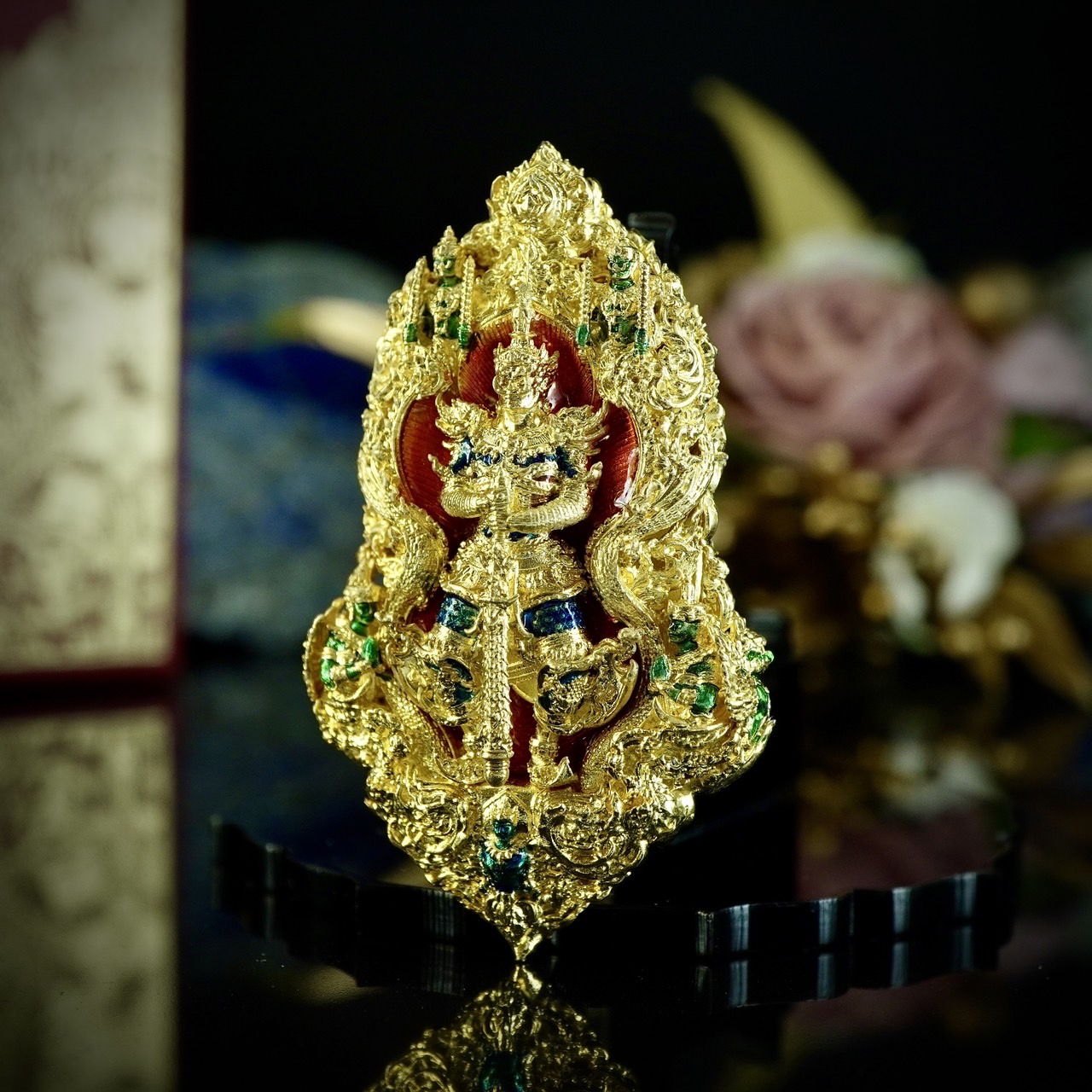 เหรียญจำปีท้าวเวสสุวรรณ รุ่น เพชรสมุทร รหัส4 เนื้อเงิน ชุบทองคำแท้ลงยา