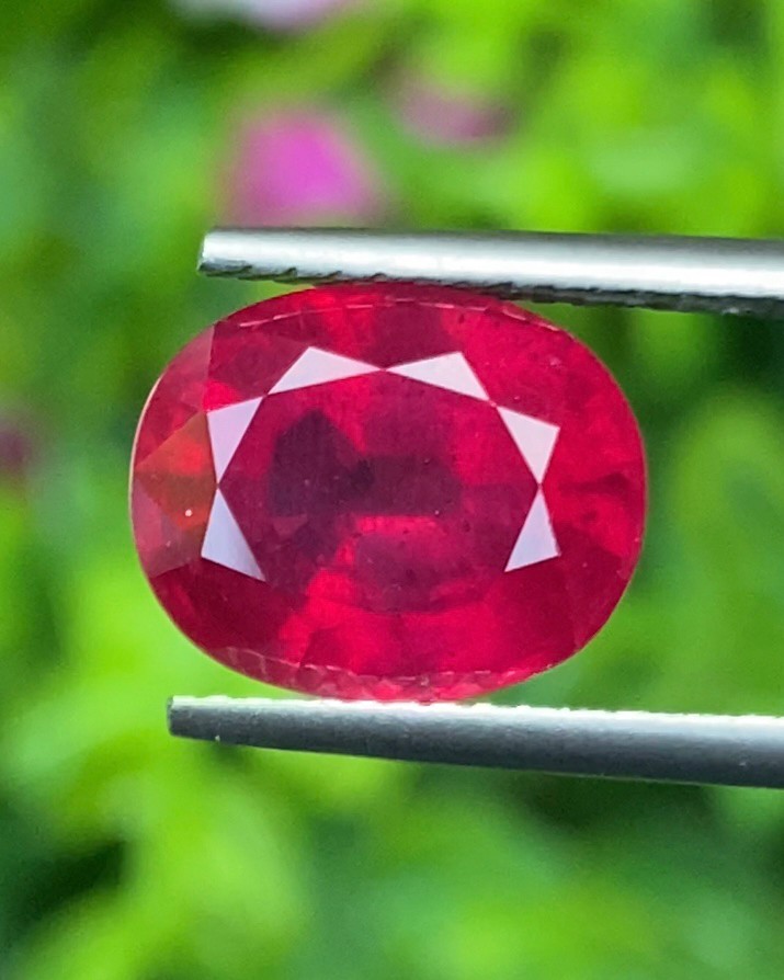 พลอย ทับทิม (Ruby Sapphire) 5.52 กะรัต (Cts.) พลอยแท้ อัญมณีมงคลประจําวันเกิด เครื่องประดับพลอย