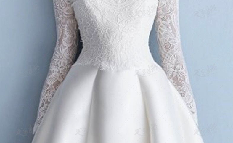 ชุดแต่งงาน ไหล่ปาด แขนยาว ชายตรง