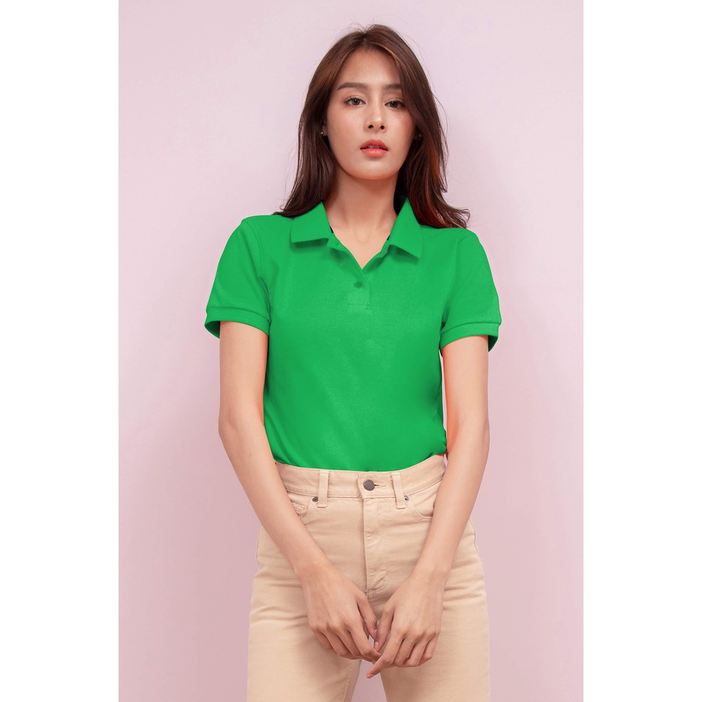 No Problem Noproblem ยอดขาย No.1 รับประกัน ไม่ย้วย ไม่ยืด ผ้านุ่ม เสื้อโปโล หญิง สีเขียวเพริโดต์