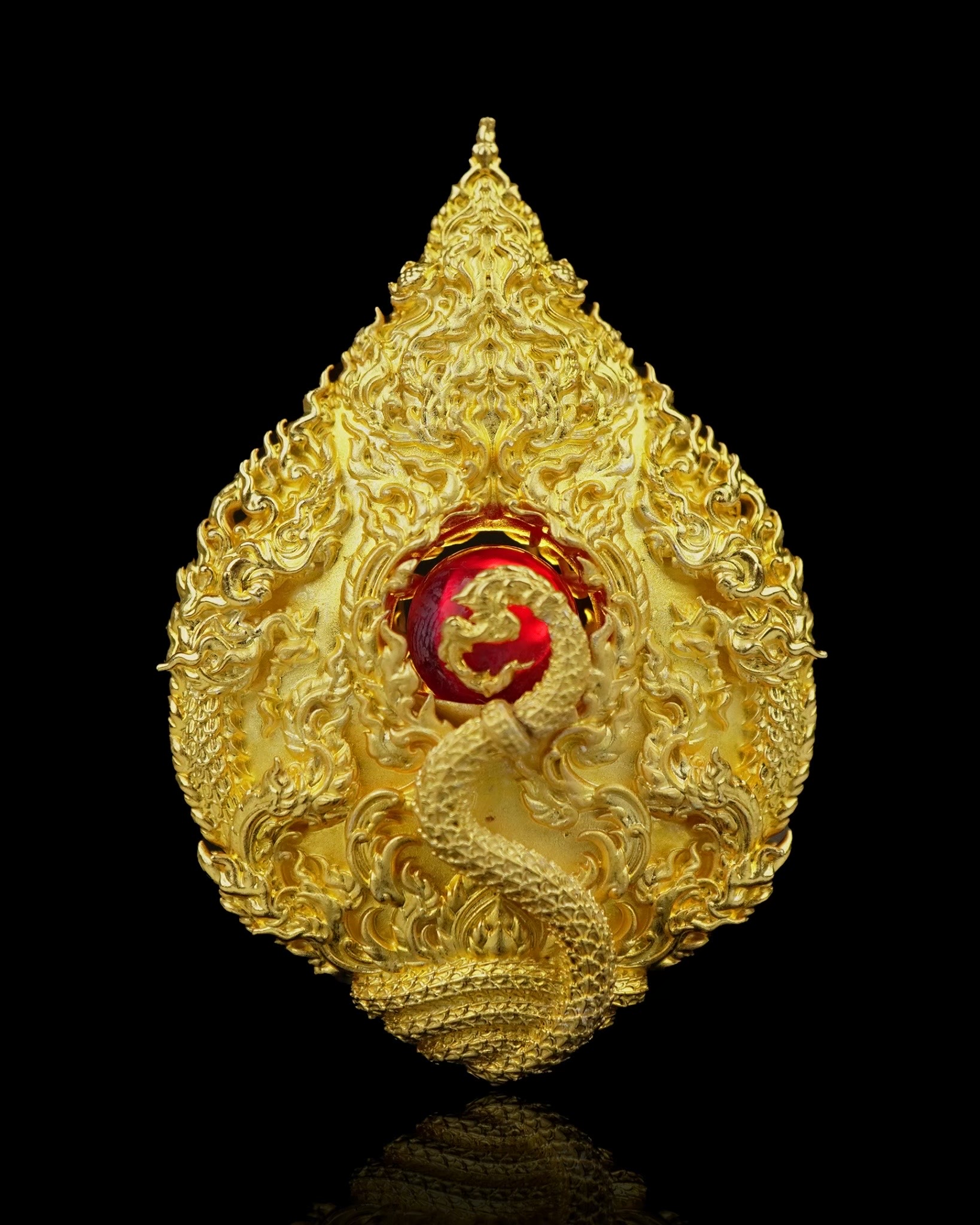 เหรียญมณีนาคราชแก้วบุญฤทธิ์ รหัส11 เนื้อบรอนซ์ชุบทอง