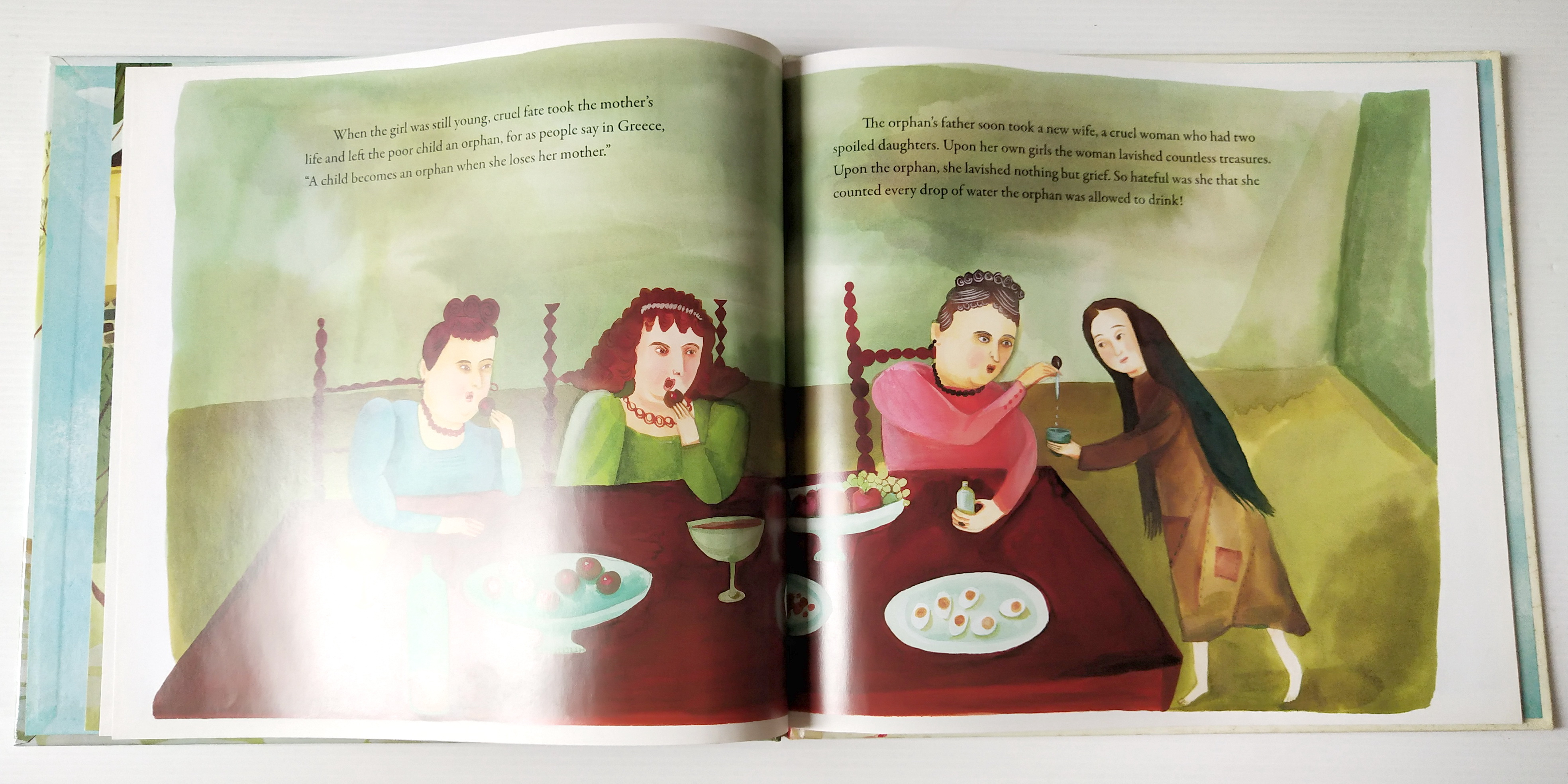 หนังสือนิทานเด็ก**มีตำหนิ ตามภาภาพ ฉบับภาษาอังกฤษ เรื่องราวของซินเดอเรลล่า แบบกรีก The Orphan ,A Cinderella Story from Greece โดย ANTHONY L. MANNA & SOULA MITAKIDOU ภาพโดย GISELLE POTTER,schwartz & wade books. new york