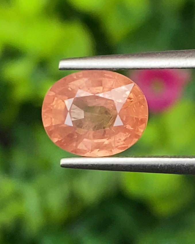 พลอย พัดพารัดชา Padparadscha Sapphire 2.45 กะรัต (Cts.) พร้อมใบเซอร์ พลอยแท้ อัญมณีมงคลประจําวันเกิด เครื่องประดับพลอย