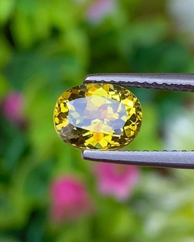 พลอย คริโซเบริล (Chrysoberyl) 1.90 กะรัต (Cts.) พลอยแท้ อัญมณีมงคลประจําวันเกิด เครื่องประดับพลอย