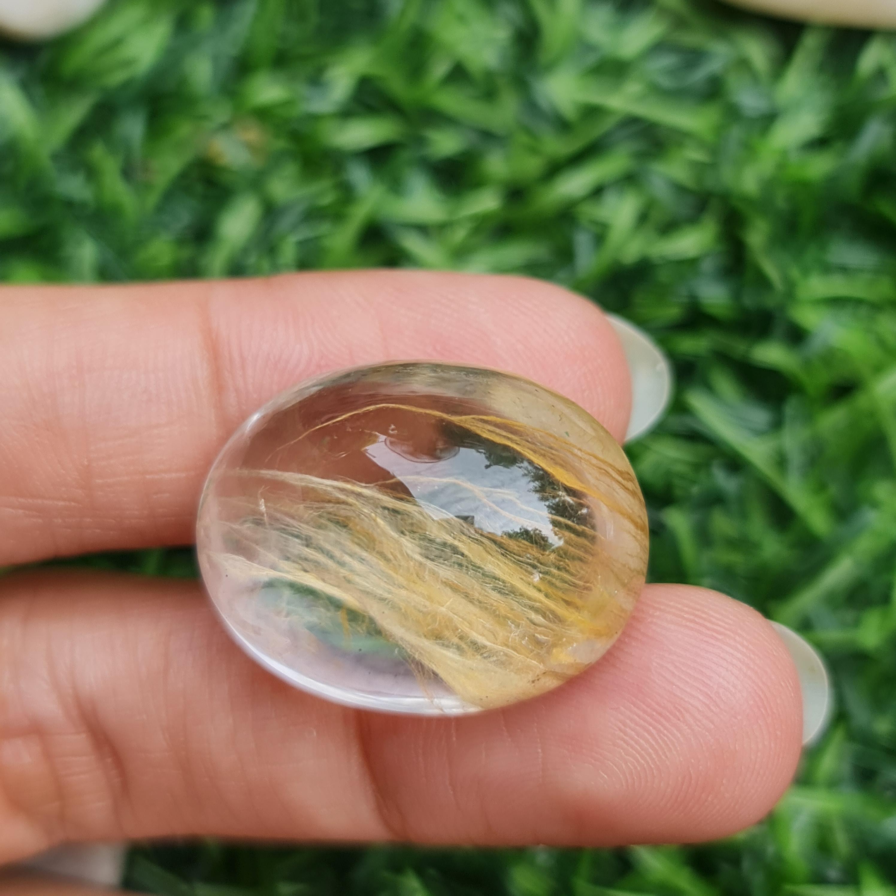 โป่งข่าม ควอตซ์ Rutilated Quartz 50.06 กะรัต Cts. พลอยแท้ อัญมณีมงคลประจําวันเกิด เครื่องประดับพลอย