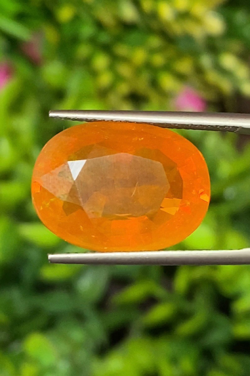 พลอย ไฟร์ โอปอล Fire Opal 9.18 กะรัต (Cts.) พลอยแท้ อัญมณีมงคลประจําวันเกิด เครื่องประดับพลอย