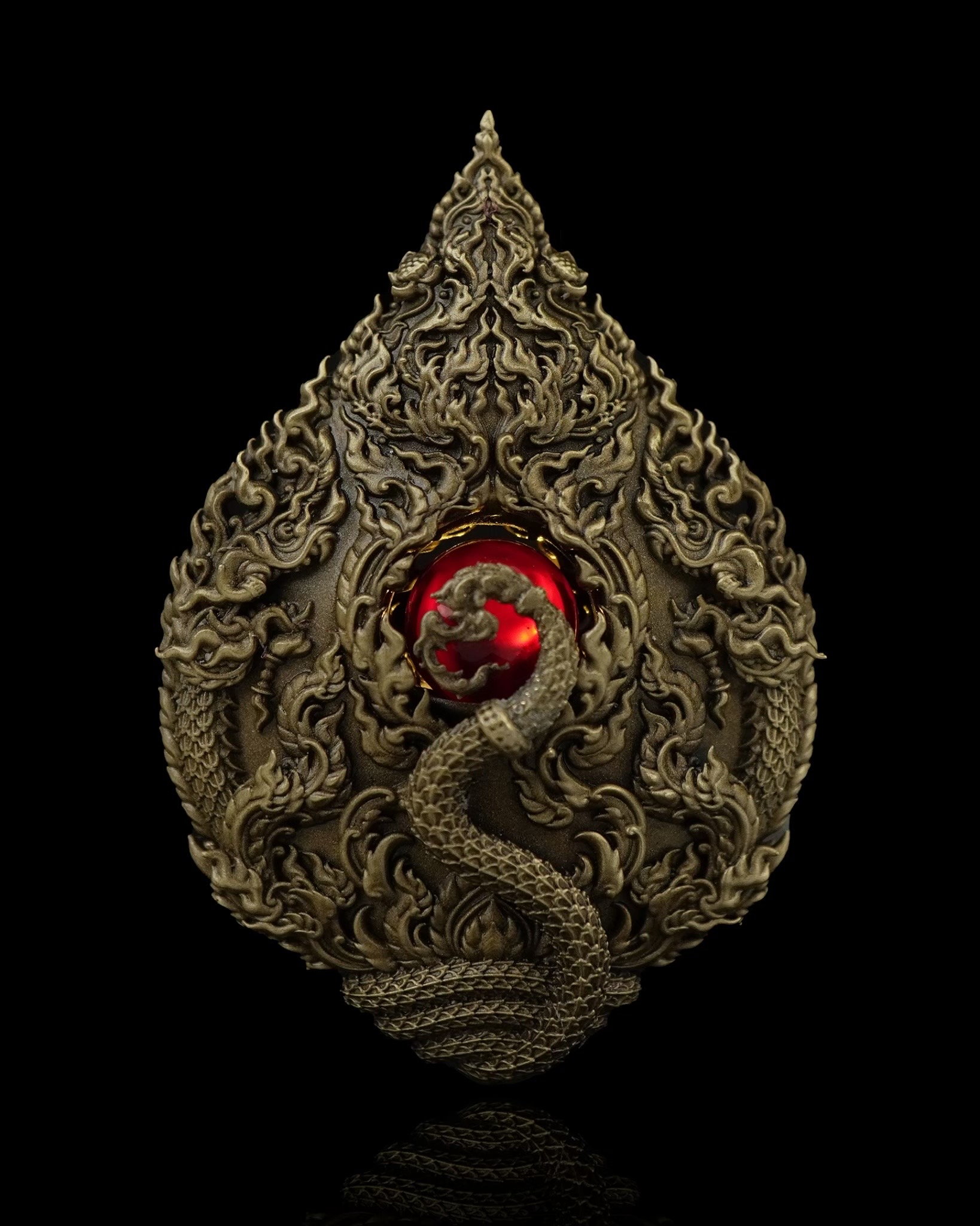 เหรียญมณีนาคราชแก้วบุญฤทธิ์ รหัส14 เนื้อบรอนซ์เหลืองซาติน