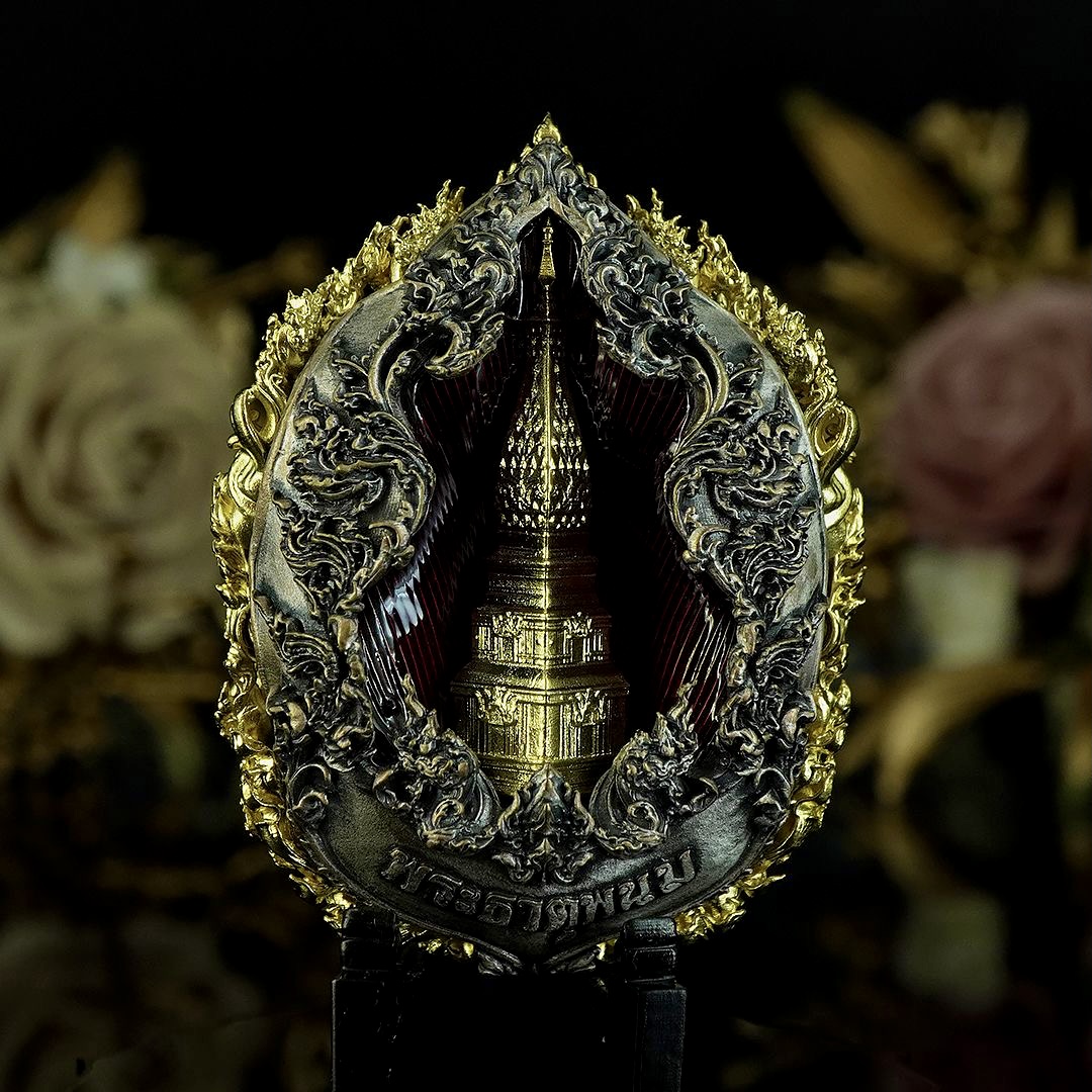 พระยมกปาฎิหาริย์ รายการพิเศษ เนื้อบรอนซ์ชุบทองหลังชุบซาตินลงยาแดง