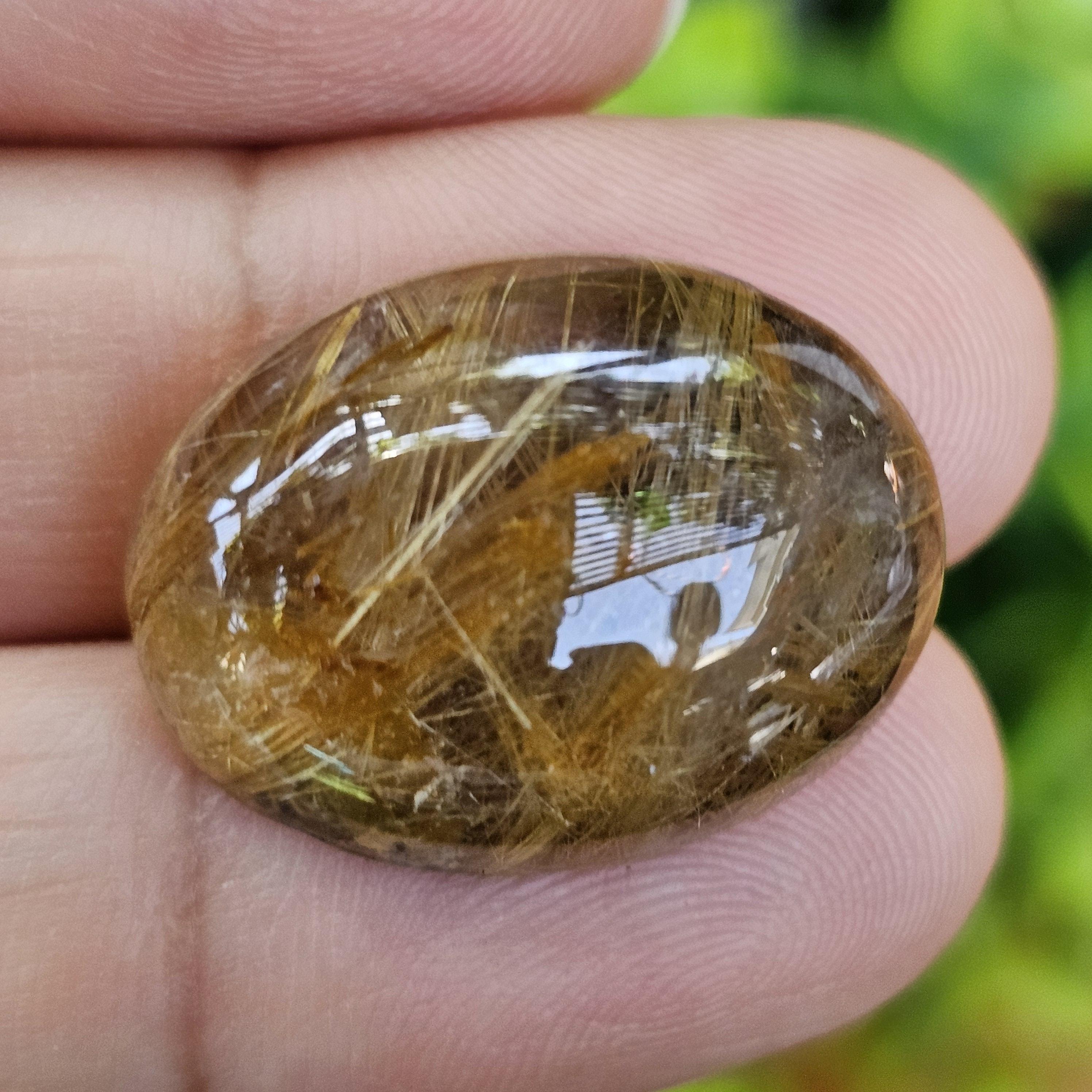 ไหมทอง ควอตซ์ Golden Rutilated Quartz 27.54 กะรัต Cts.พลอยแท้ อัญมณีมงคลประจําวันเกิด เครื่องประดับพลอย