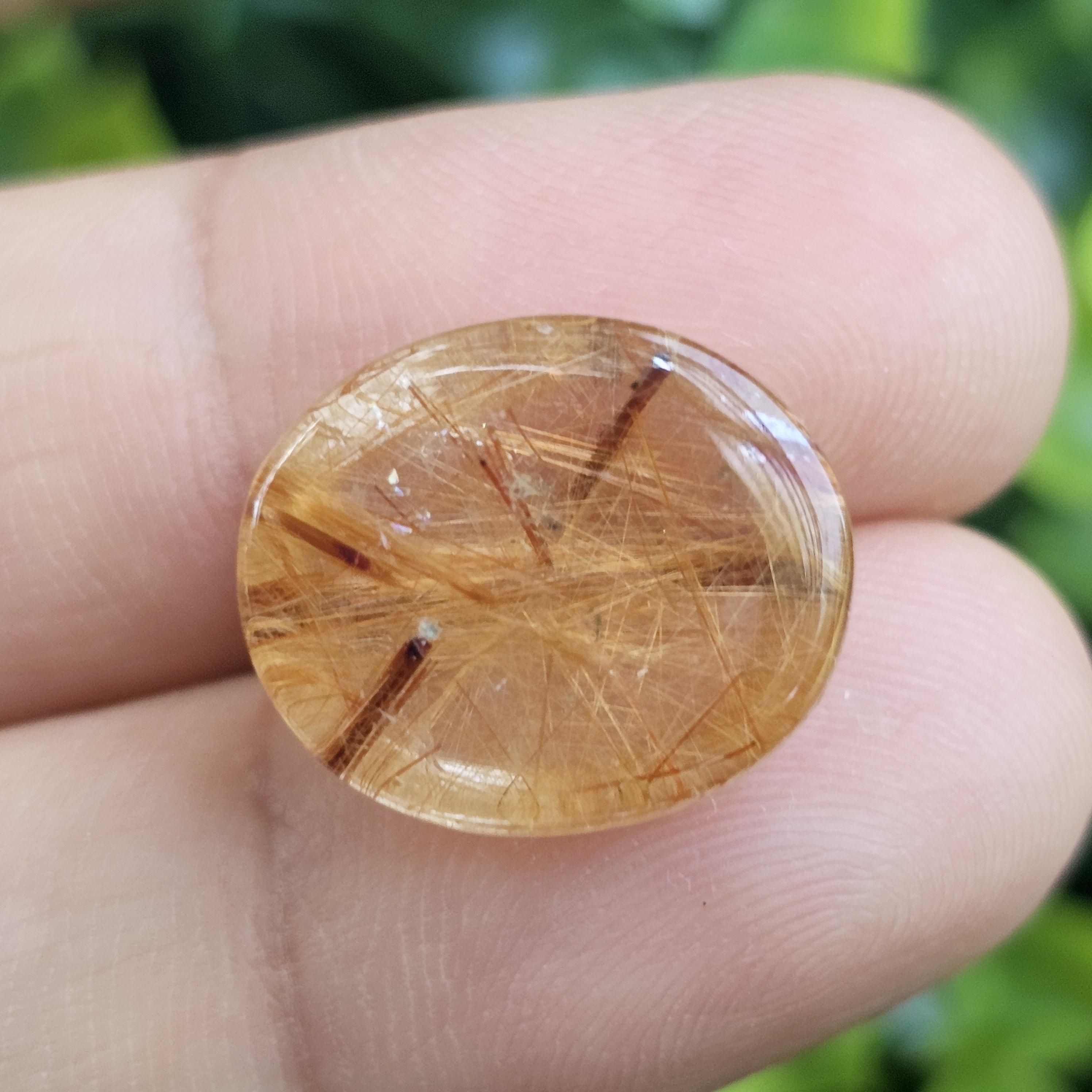 ไหมทอง ควอตซ์ Golden Rutilated Quartz 17.12 กะรัต Cts.พลอยแท้ อัญมณีมงคลประจําวันเกิด เครื่องประดับพลอย