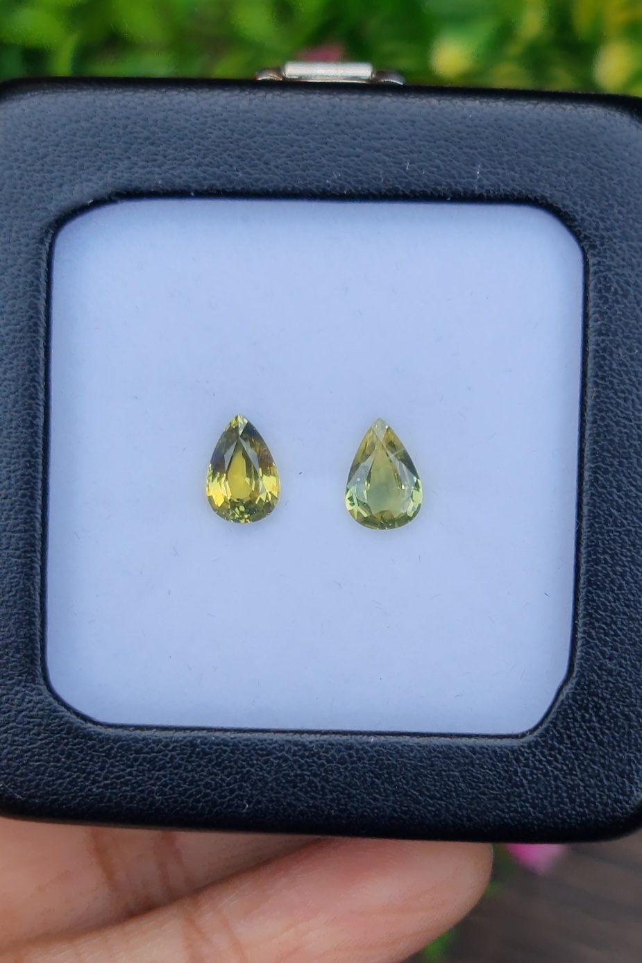 พลอย บุษราคัม yellow sapphire 2.43 กะรัต (Cts.) 2 เม็ด (Pair) ดิบ ไม่ผ่านการเผา (Unheated) พลอยแท้ อัญมณีมงคลประจําวันเกิด เครื่องประดับพลอย