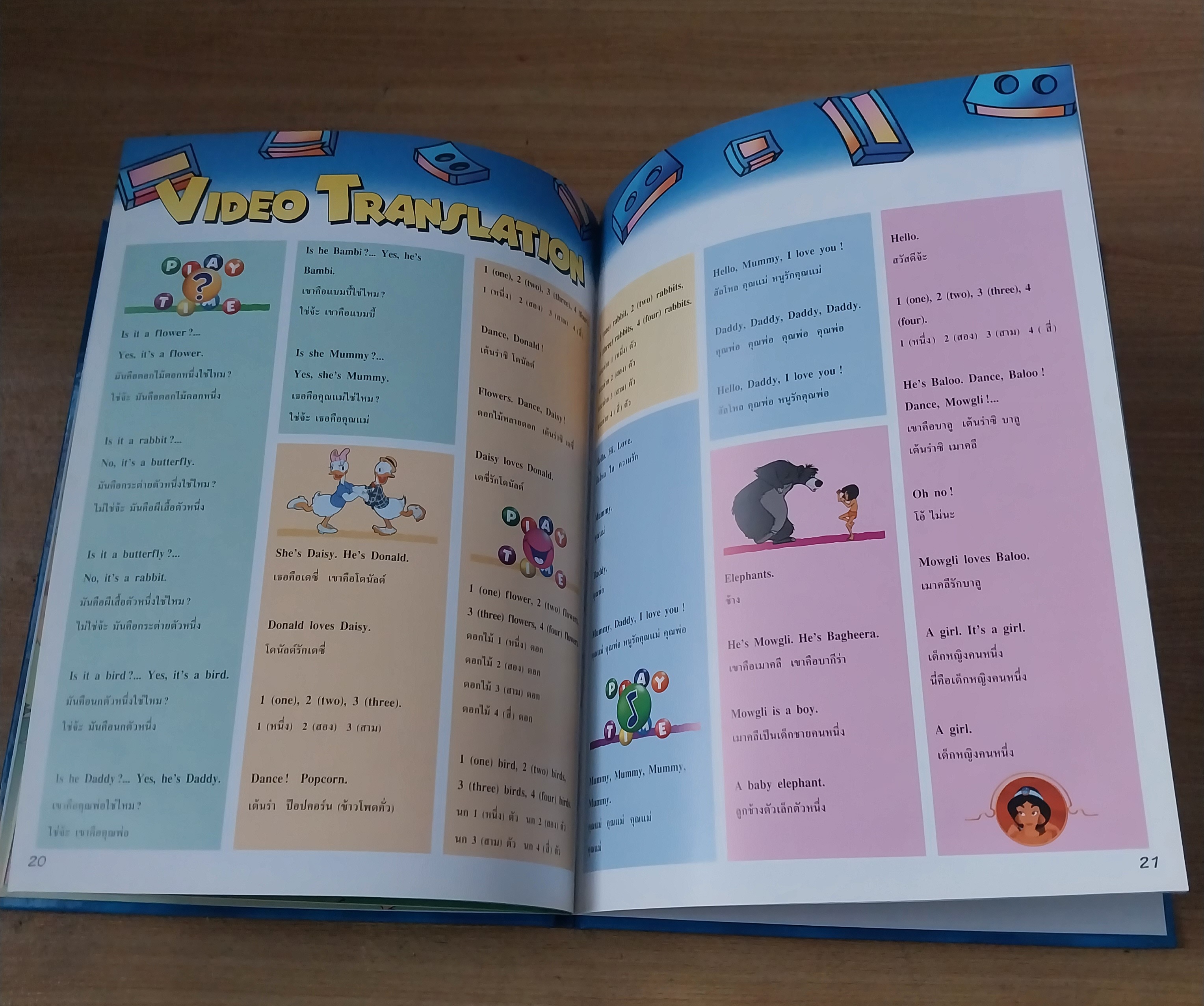 มีหลายภาพ Magic English เรียนภาษาอังกฤษกับดิสนีย์ ปกอาละดิน ตอน สวัสดีจ้ะ หนังสือปกแข็งจาก Grolier International. ภาษาอังกฤษ-ไทย