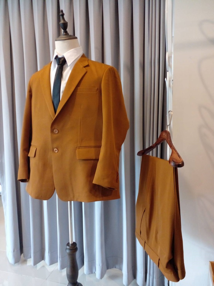 เช่า ชุดสูทชาย สีน้ำตาล รุ่นใหญ่พลัสไซส์ 2 กระดุม