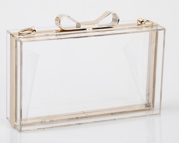 พร้อมส่ง Evening Clutch กระเป๋าออกงาน ทรงสี่เหลี่ยม จุกเปิด/ปิด เป็นรูปโบว์ มาพร้อมสายสะพายยาว