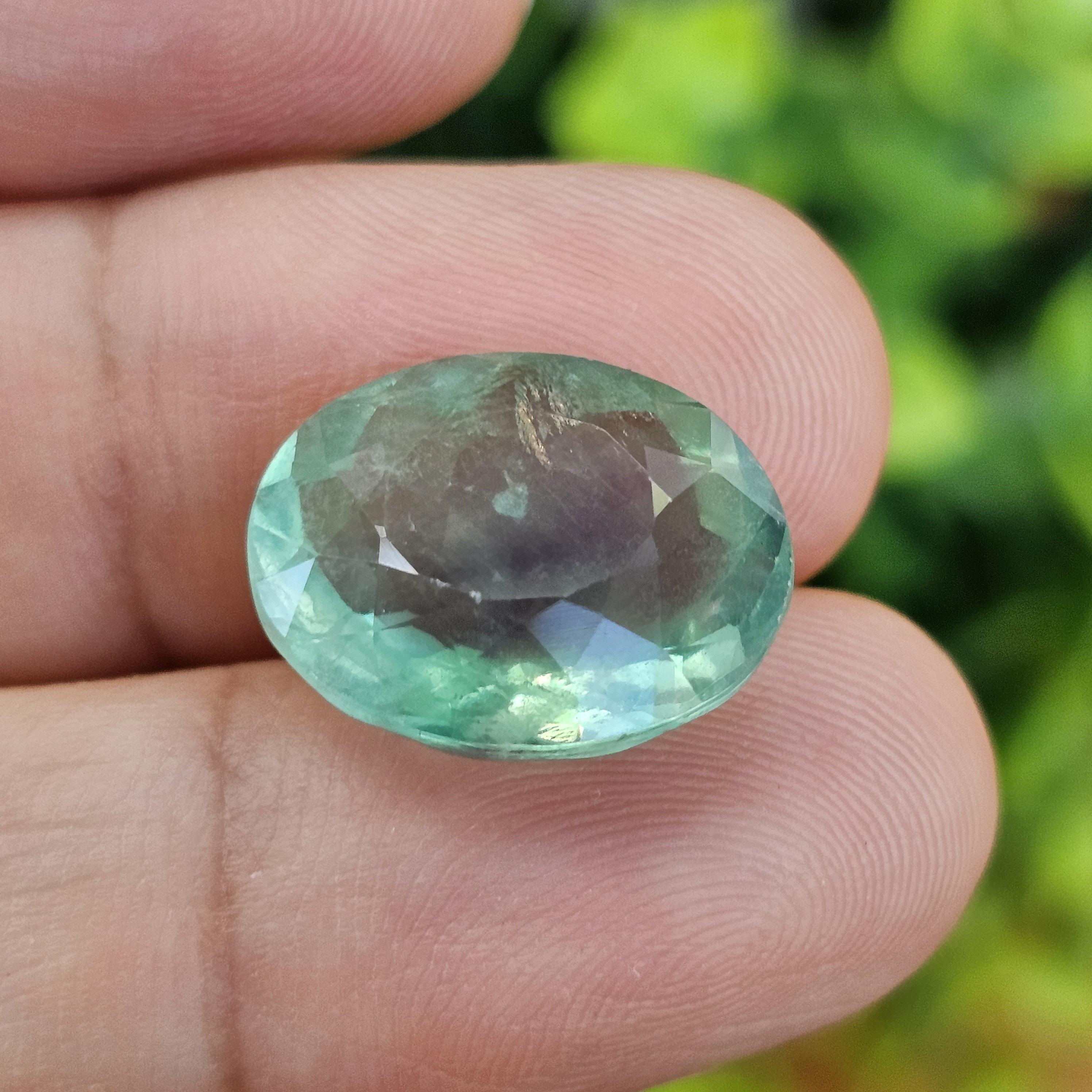 พลอย ฟลูออไรด์ (Fluorite) 13.18 กะรัต (Cts.) พลอยแท้ อัญมณีมงคลประจําวันเกิด เครื่องประดับพลอย