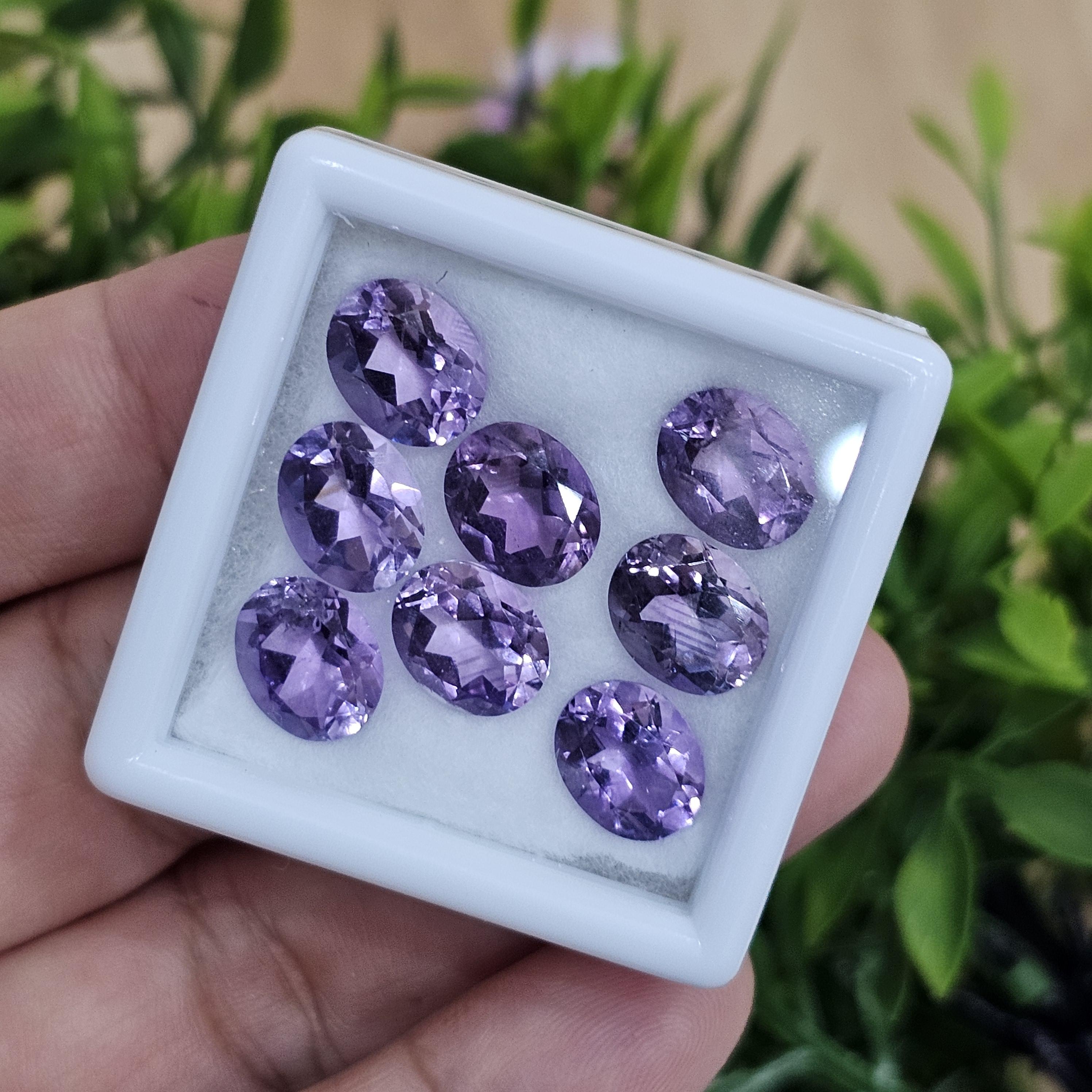 พลอย อเมทิส Amethyst 21.34 กะรัต (Cts.) 8 เม็ด (Pcs.) พลอยแท้ อัญมณีมงคลประจําวันเกิด เครื่องประดับพลอย