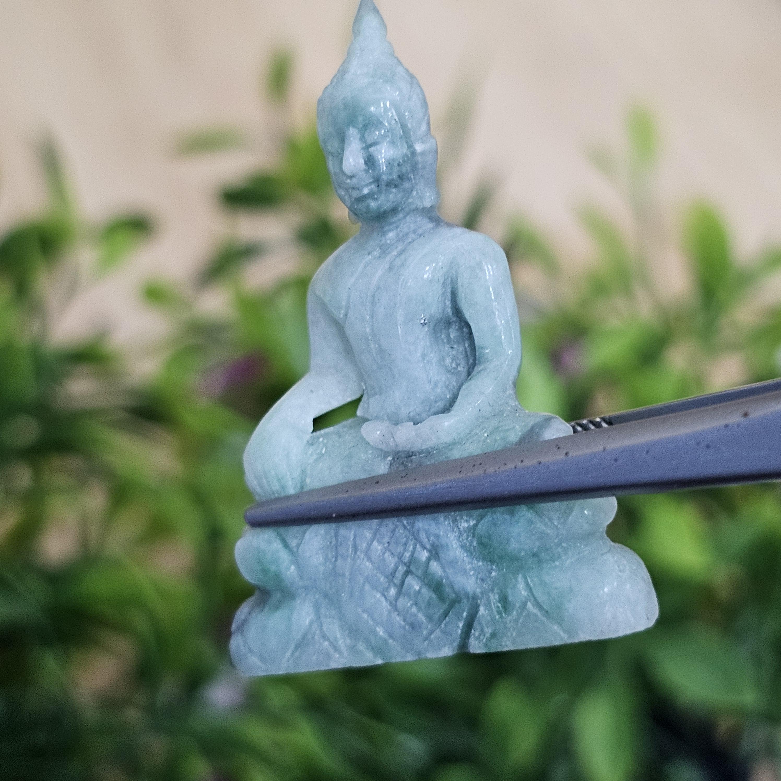 หยก แกะสลัก รูป พระ (Burmese jadeite) 49.37 กะรัต (cts.) หยก พม่า แท้