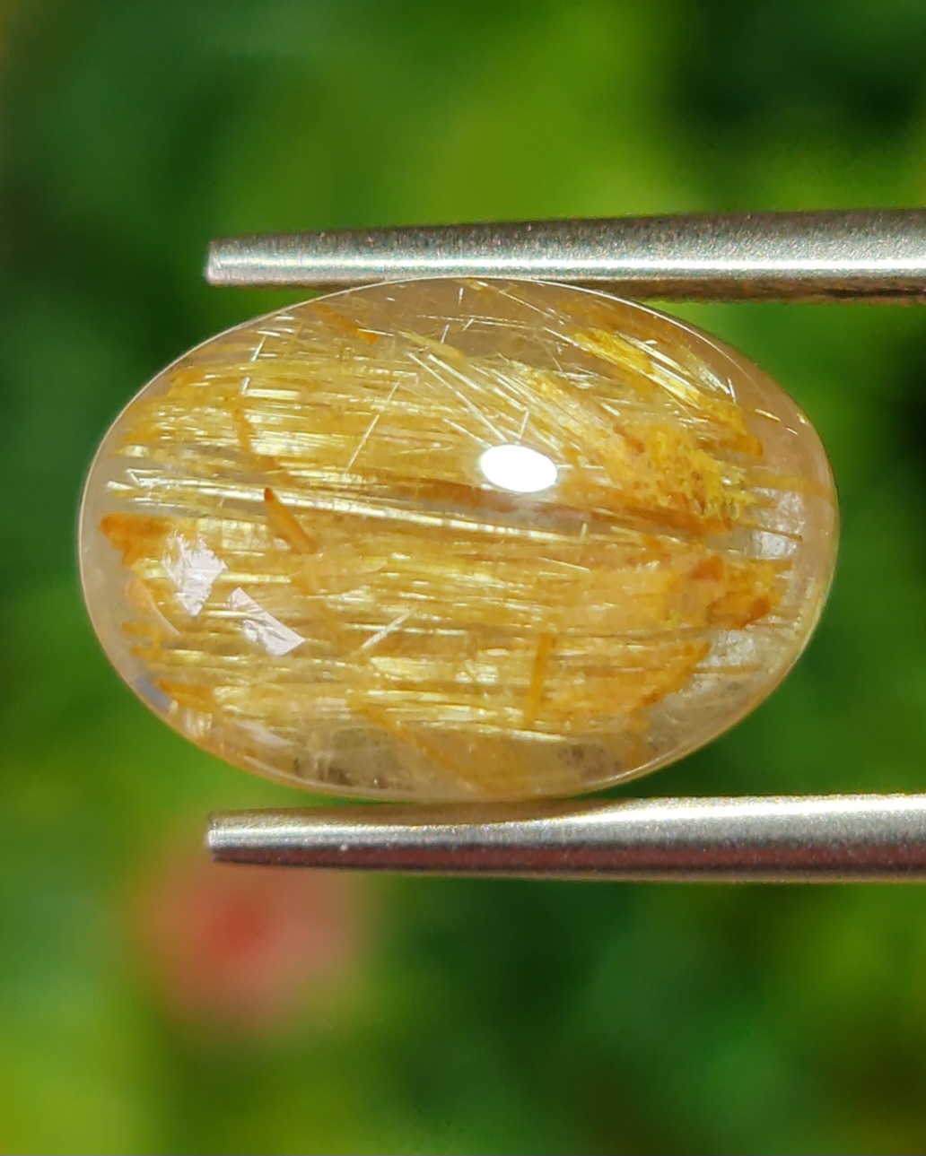 ไหมทอง ควอตซ์ Golden Rutilated Quartz 7.37 กะรัต Cts.พลอยแท้ อัญมณีมงคลประจําวันเกิด เครื่องประดับพลอย