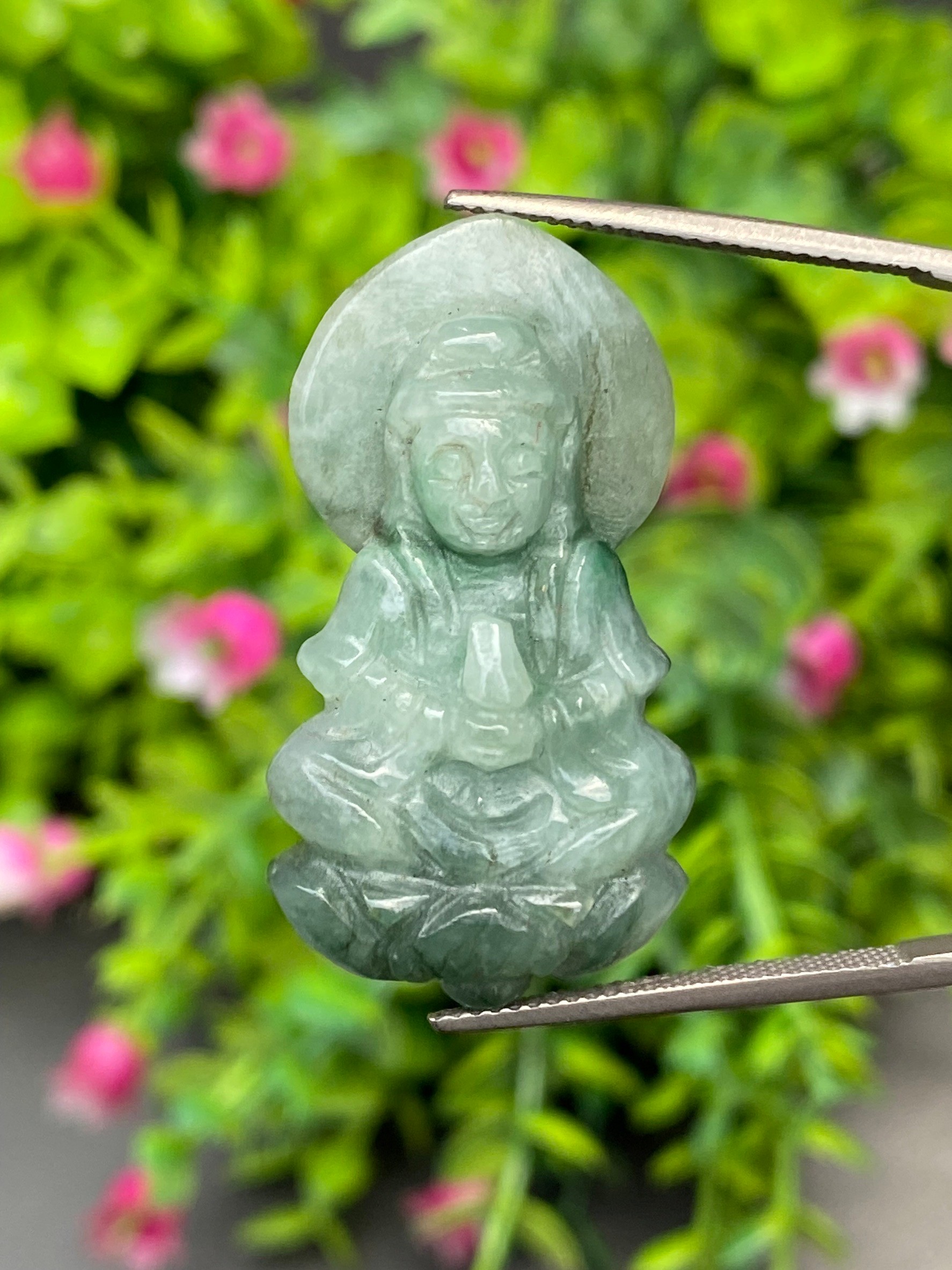 หยก แกะสลัก รูป เจ้าแม่กวนอิม (Burmese jadeite) 38.03 กะรัต (cts.) หยก พม่า แท้
