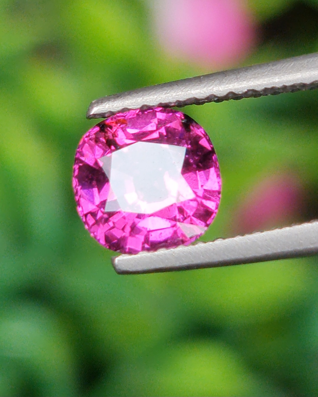 พลอย โรโดไลต์ กาเน็ท Rhodolite Garnet 1.39 กะรัต Cts.พลอยแท้ อัญมณีมงคลประจําวันเกิด เครื่องประดับพลอย