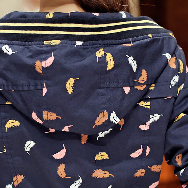 เสื้อแจ็คเก็ตกันหนาวตัวยาว มีฮู้ด แต่งกระเป๋าคู่ (12162X)