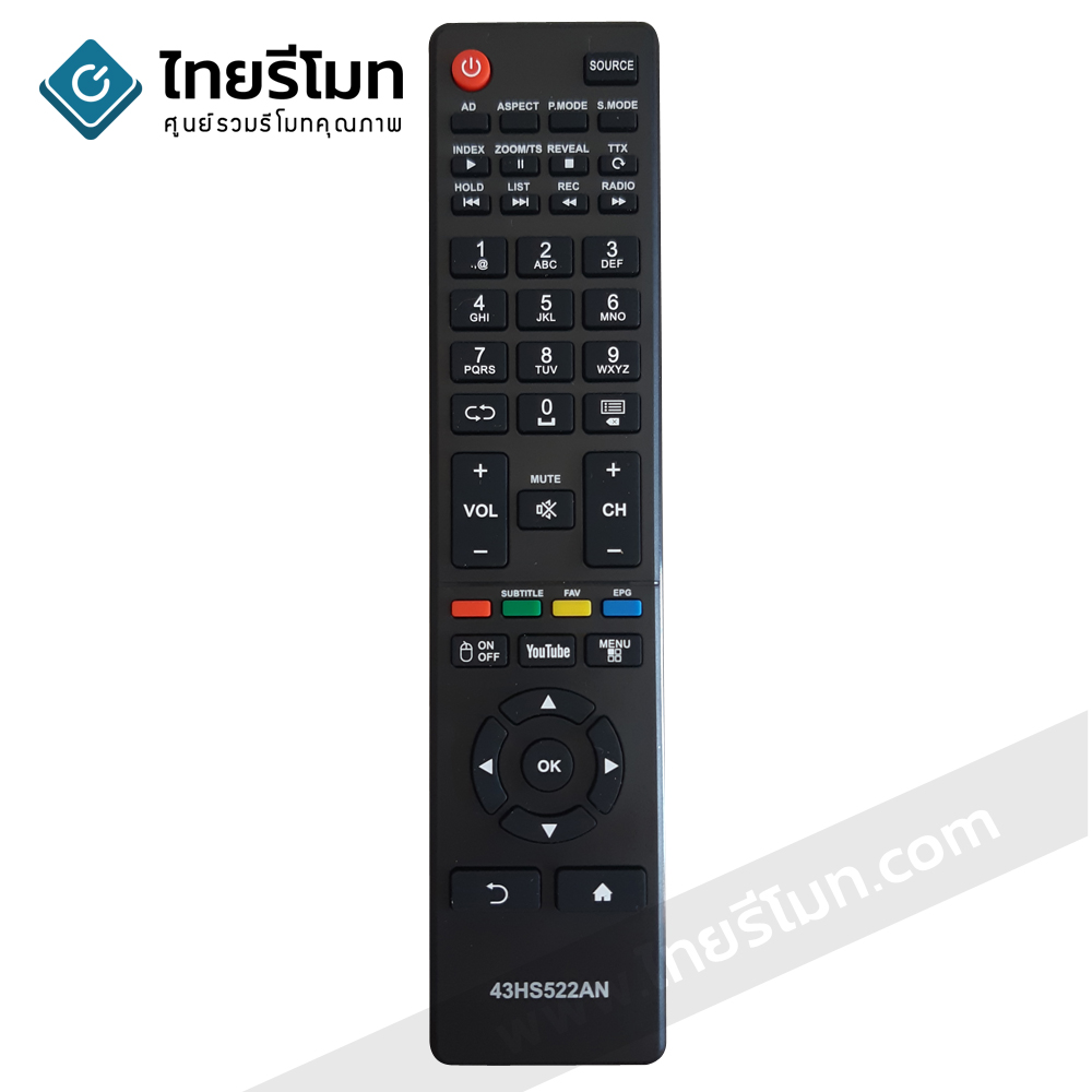 รีโมททีวี Aconatic รุ่น43HS522AN [มีปุ่มรูปเมาส์/ปุ่มYouTube]