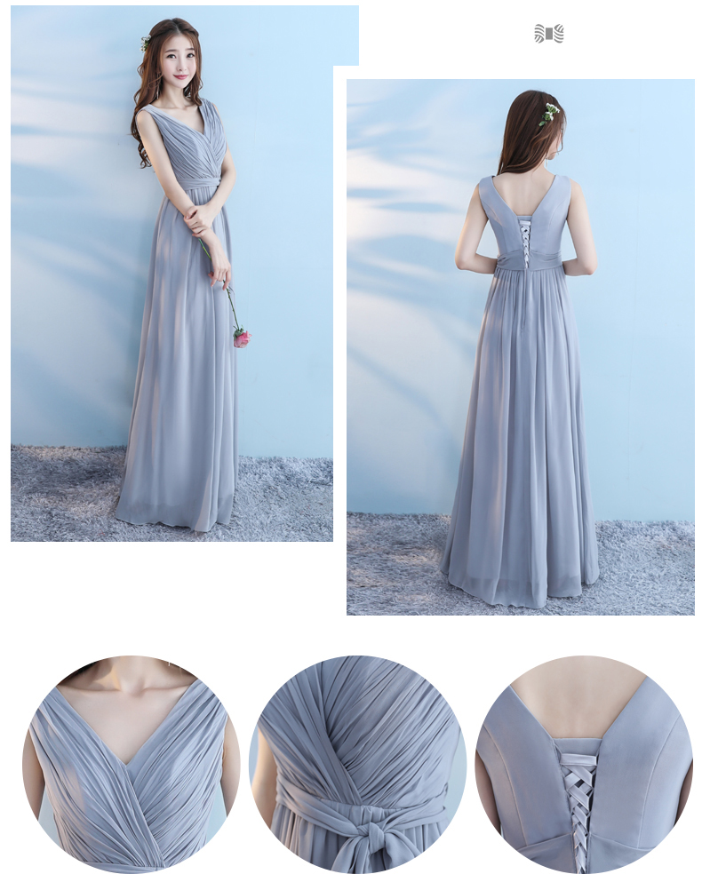 Pre-order ชุดเพื่อนเจ้าสาว สีเทา ผ้าชีฟอง เชือกผูกหลัง มีหลายแบบ