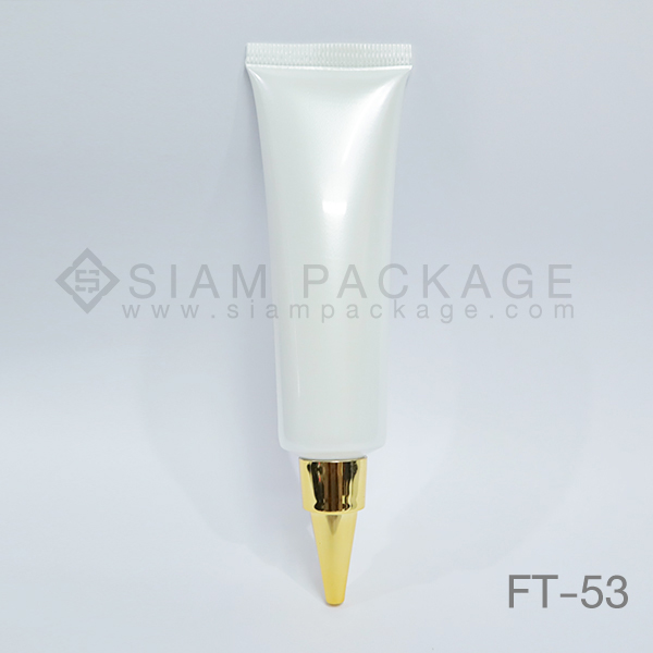 หลอดโฟมสีขาว ฝาทองแหลม หลอดครีม รหัส FT-53
