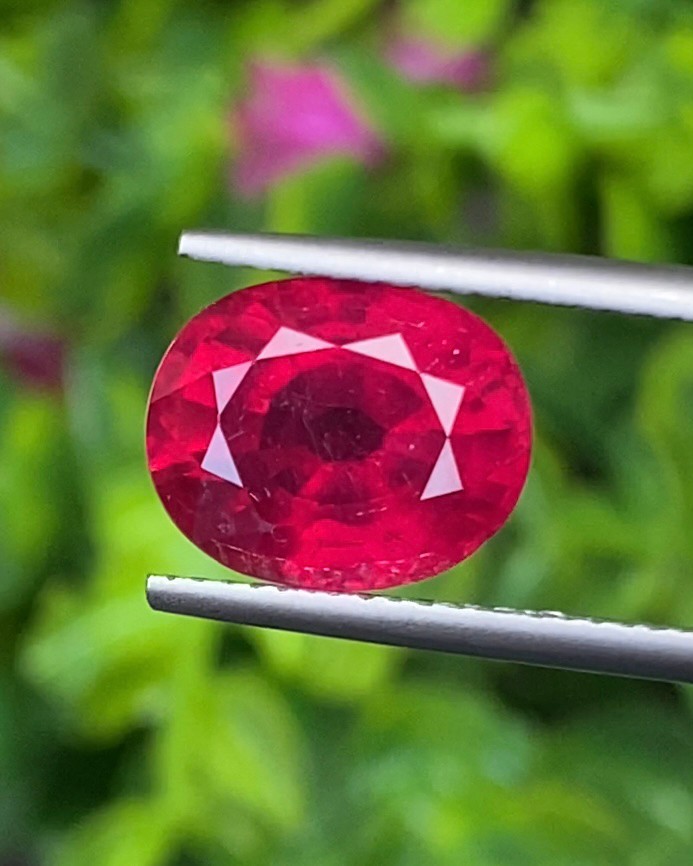 พลอย ทับทิม (Ruby Sapphire) 5.23 กะรัต (Cts.) พลอยแท้ อัญมณีมงคลประจําวันเกิด เครื่องประดับพลอย