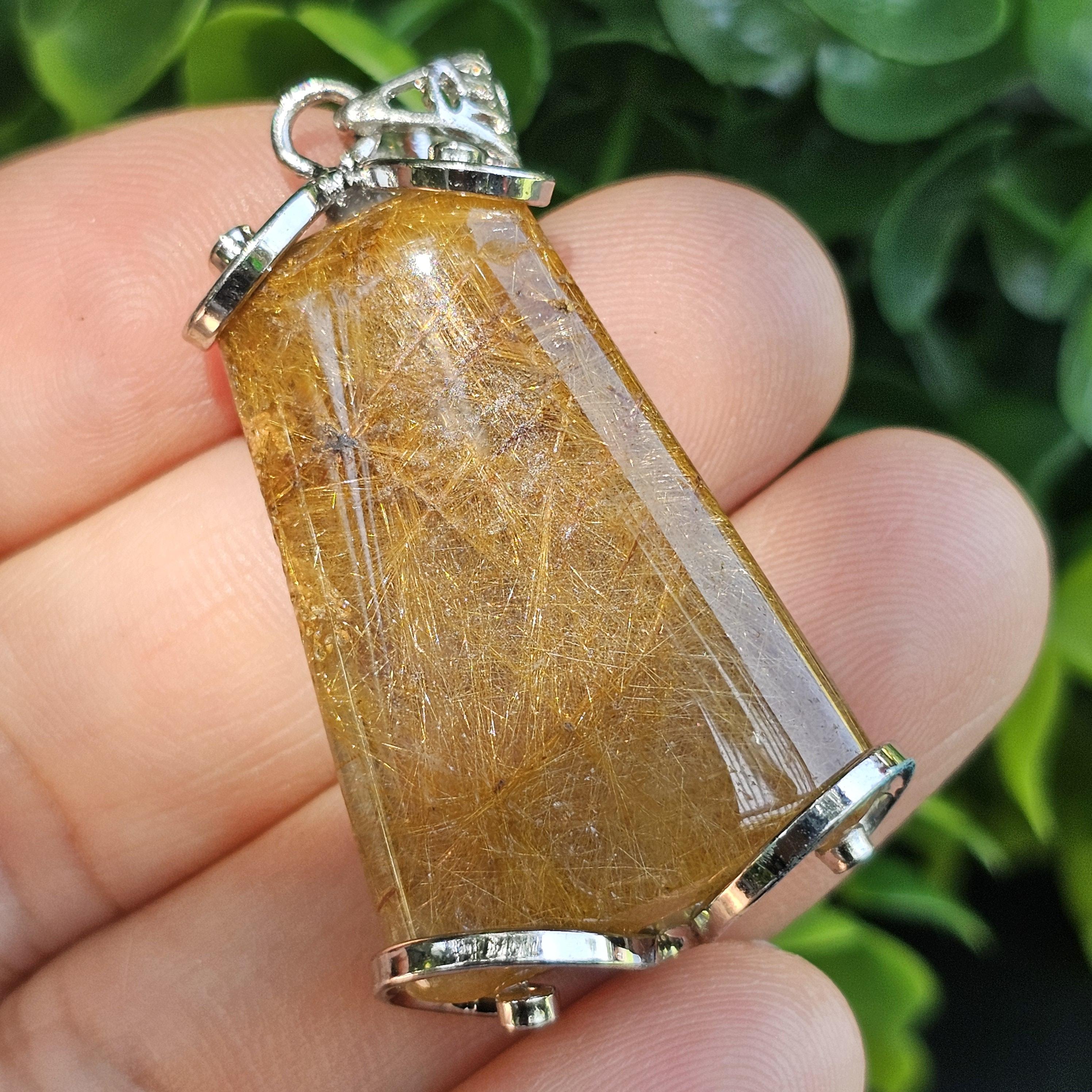 จี้ไหมทอง (Golden Rutilated Quartz) 10.47 กรัม g. พลอยแท้ อัญมณีมงคลประจําวันเกิด เครื่องประดับพลอย