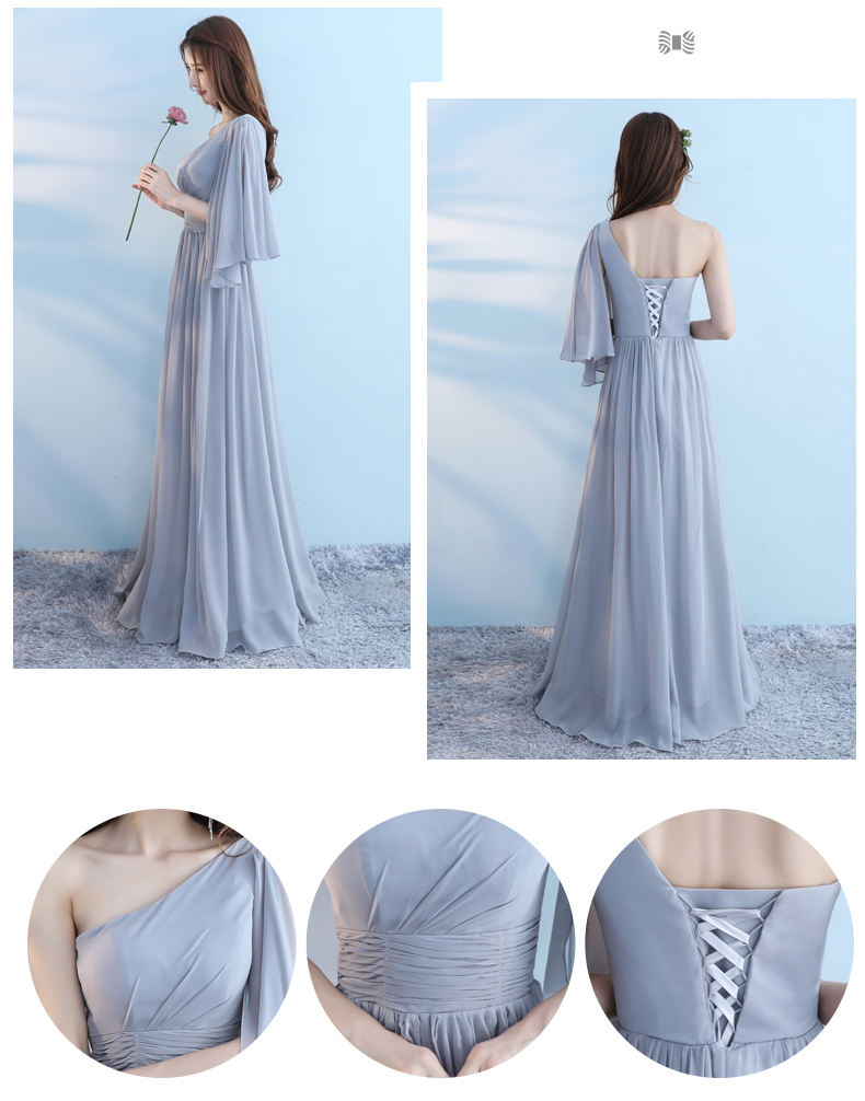 Pre-order ชุดเพื่อนเจ้าสาว สีเทา ผ้าชีฟอง เชือกผูกหลัง มีหลายแบบ