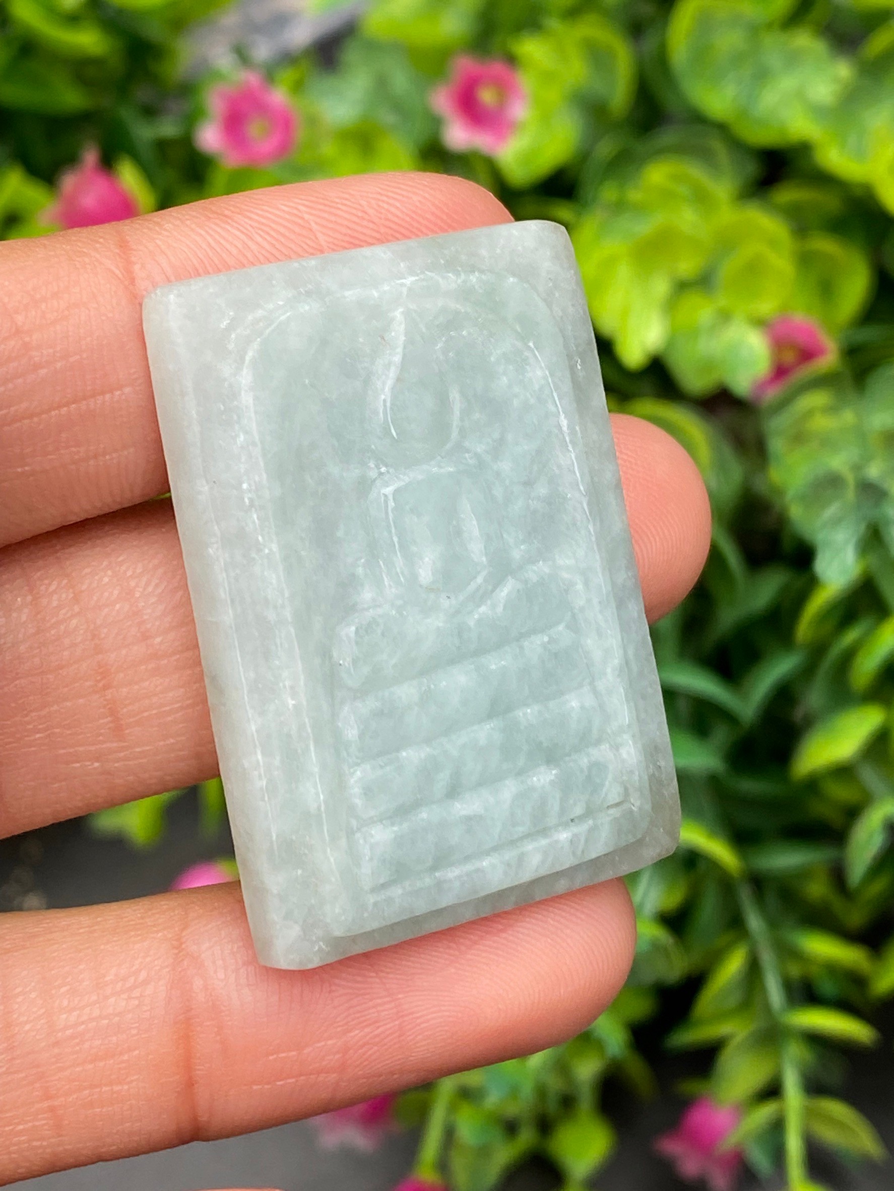 หยก แกะสลัก รูป พระ (Burmese jadeite) 78.11 กะรัต (cts.) หยก พม่า แท้