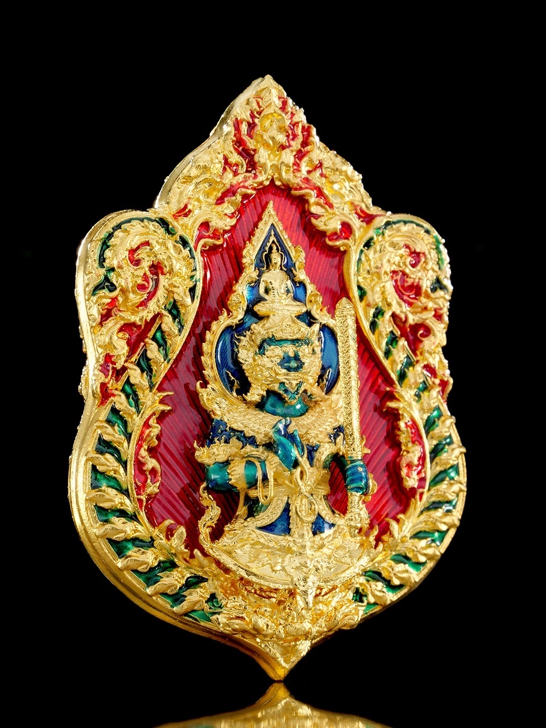 เหรียญเสมาพระพุทธชินราช รุ่น จตุมหามงคล666ปี รายการพิเศษศูนย์จอง เนื้อบรอนซ์ชุบทองลงยา (ด้านหน้า/พระพุทธชินราช ด้านหลัง/ท้าวเวสสุวรรณ)