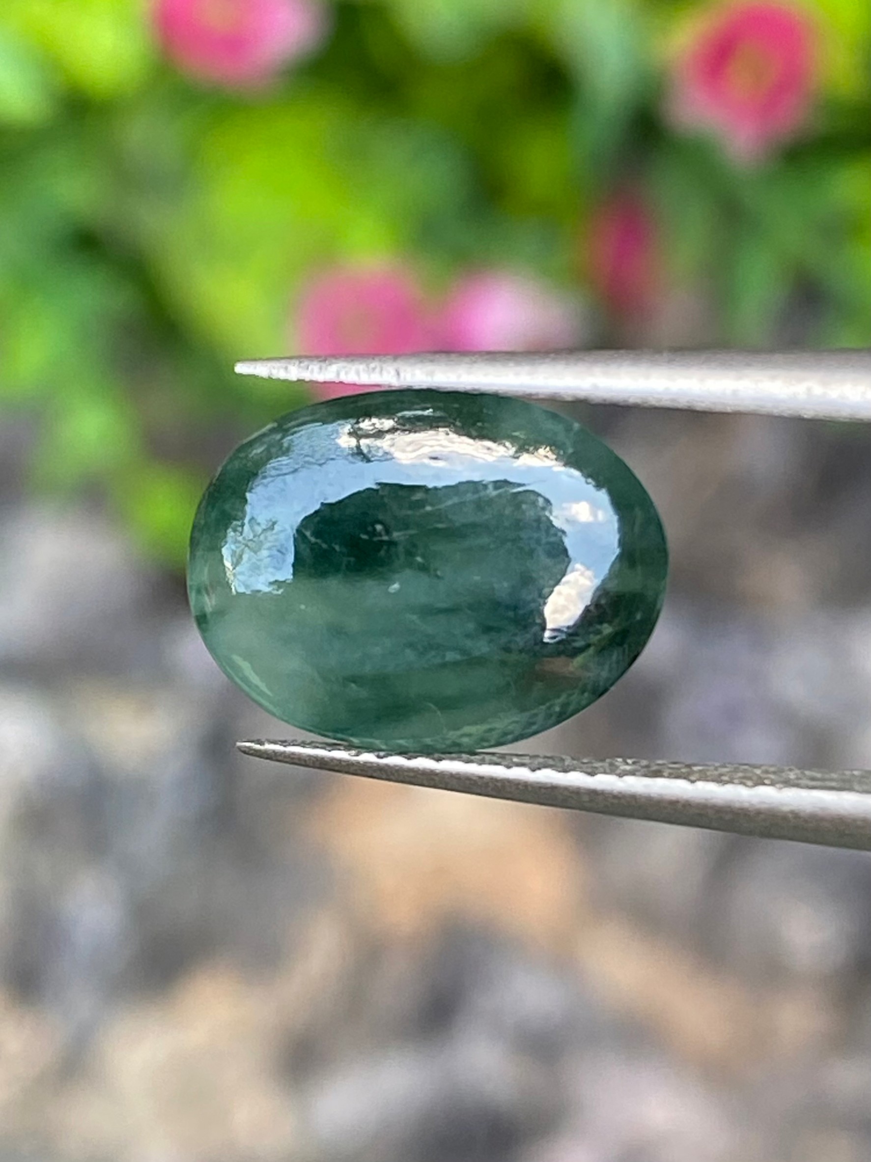 หยกพม่าเจียรนัย (Burmese jade ) 3.79 กะรัต หยกแท้ อัญมณีมงคลประจําวันเกิด เครื่องประดับหยก