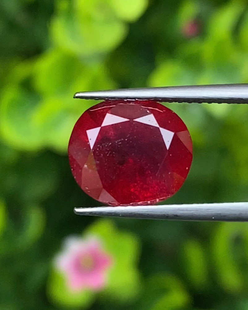 พลอย ทับทิม Ruby sapphire 4.47 กะรัต พร้อมใบเซอร์ พลอยแท้ อัญมณีมงคลประจําวันเกิด เครื่องประดับพลอย
