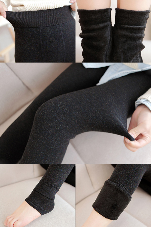 กางเกงเลกกิ้งกันหนาวติดลบ ซับกำมะหยี่ เปิดปลายเท้า (11261L)