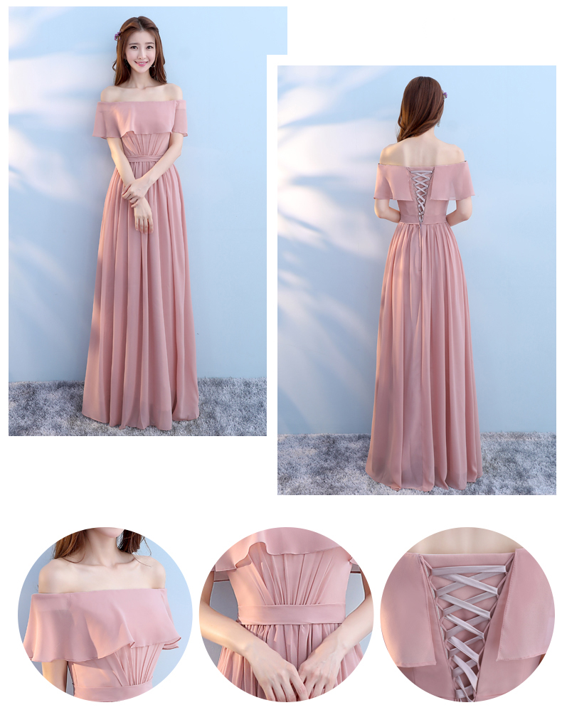 Pre-order ชุดเพื่อนเจ้าสาว สีชมพู Nude ผ้าชีฟอง เชือกผูกหลัง มีหลายแบบ