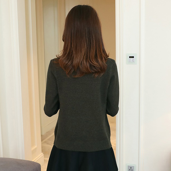 เสื้อไหมพรมวูลเนื้อนิ่ม แขนยาว ถักลายช้างน้อย (12268B)