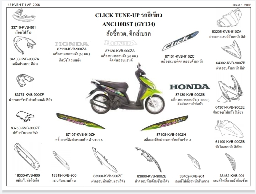 ชุดพลาสติกและเฟรมสี คลิก110 ตัวแรก(ปี2006) ทุกสี