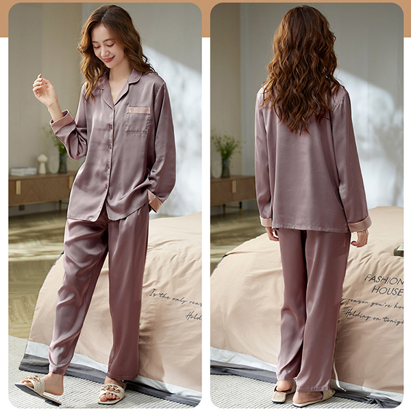 🚩พร้อมส่ง🚩ชุดนอนผ้าซาติน Silk Satin ผ้าไหมซาตินเกรดพรีเมี่ยม ผ้านุ่มลื่นละมุนผิว ใส่สบายไม่ร้อน (CT115)