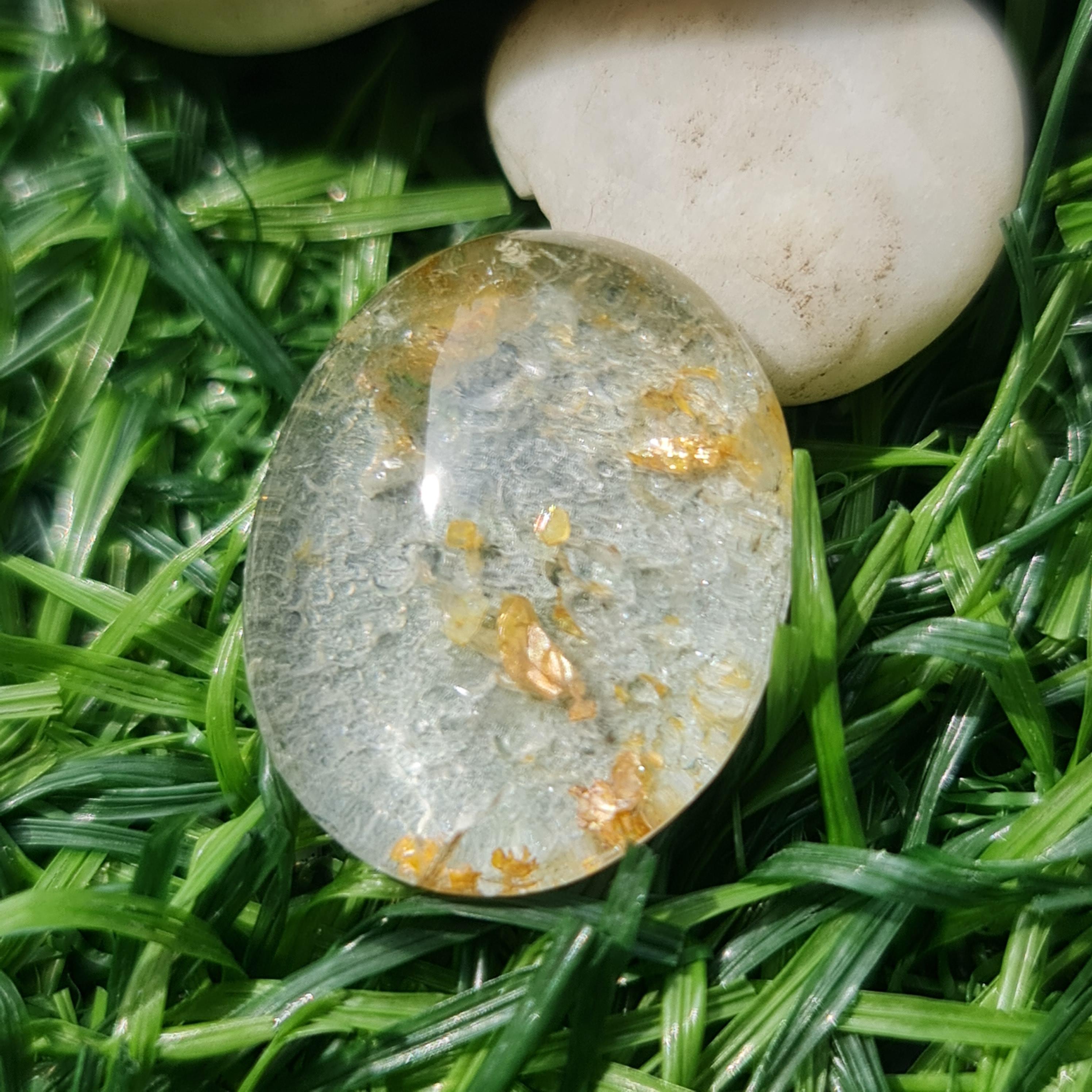 โป่งข่าม ควอตซ์ Rutilated Quartz 27.17 กะรัต Cts. พลอยแท้ อัญมณีมงคลประจําวันเกิด เครื่องประดับพลอย