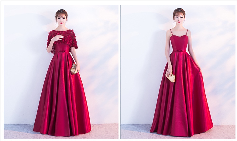 ชุดราตรียาวสายเดี่ยวพร้อมเสื้อคลุมดอกไม้สวยหรู (เชือกผูกหลัง)