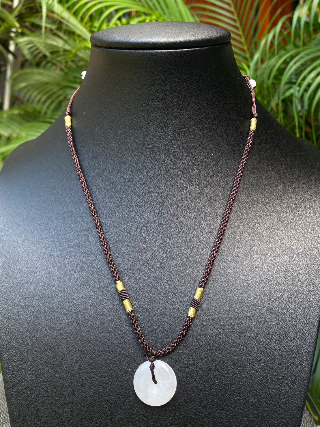 สร้อยเชือกถัก หยกขาวทรงโดนัท (ฺBi-Dise Jadeite Necklace) ดิบ ไม่ผ่านการปรับปรุง (Type A) พม่า (Myanmar) หยก พม่า แท้ Jade