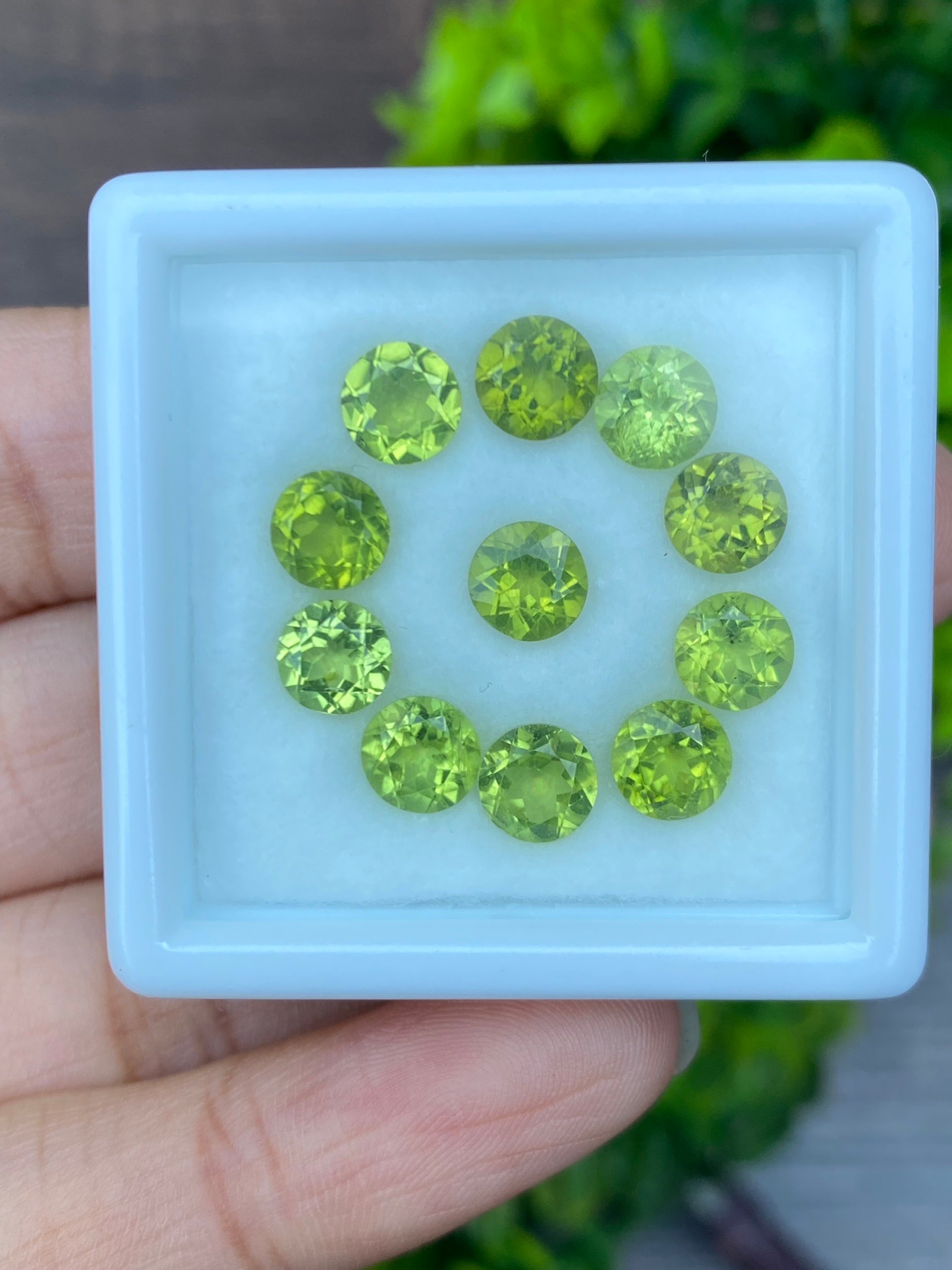 พลอย เพอริดอต Peridot 10.33 กะรัต (Cts.) 11 เม็ด (pcs.) พลอยแท้ อัญมณีมงคลประจําวันเกิด เครื่องประดับพลอย