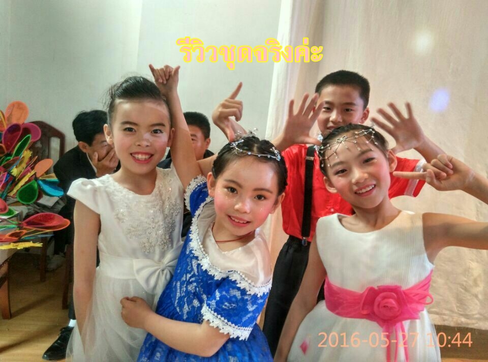 Pre-order ชุดราตรีเด็ก ชุดออกงาน ชุดกระโปรง แขนสั้น ผ้าลูกไม้ทั้งตัว มีซิปหลัง