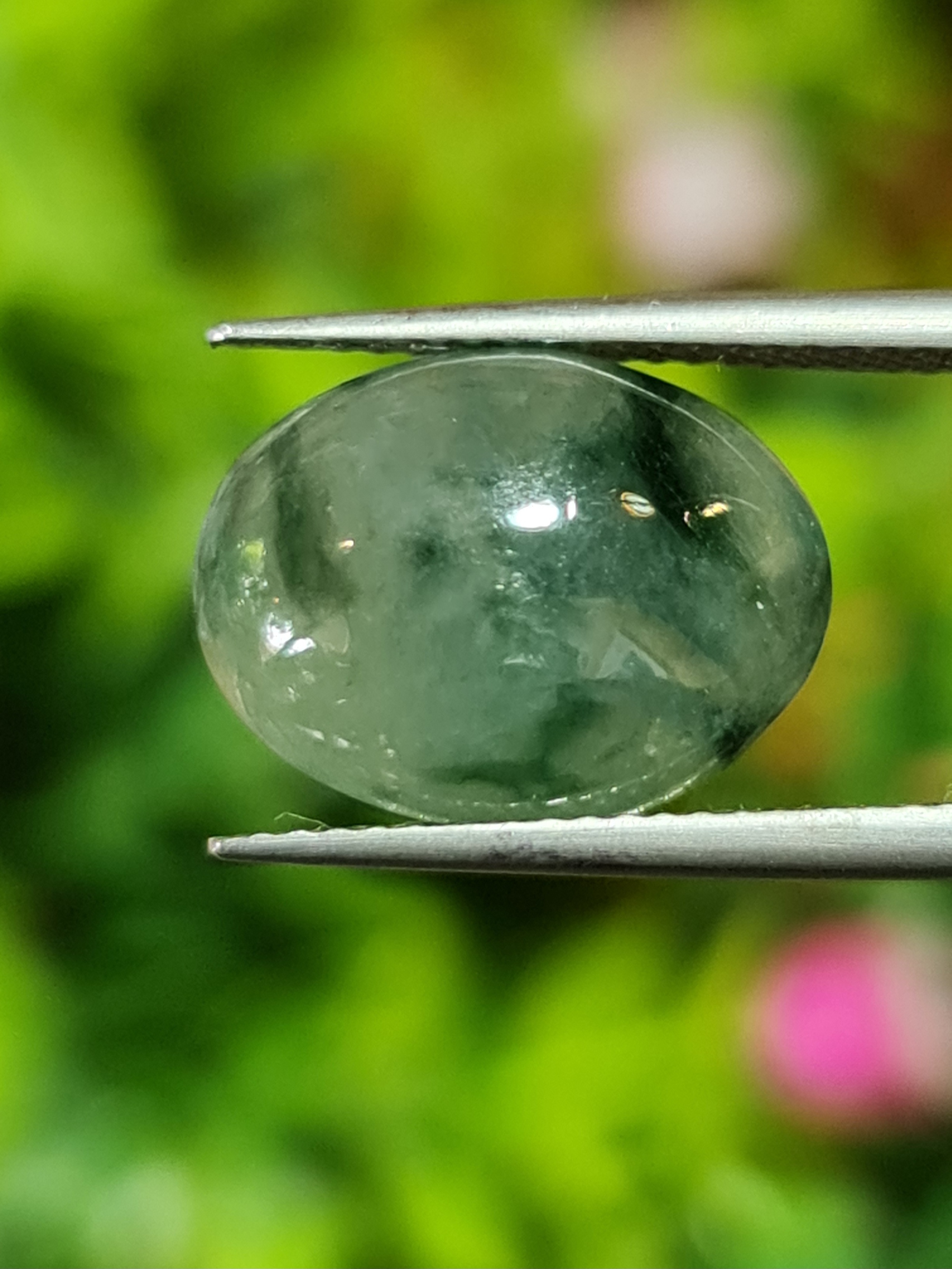 หยกพม่าเจียรนัย (Burmese jade ) 6.03 กะรัต หยกแท้ อัญมณีมงคลประจําวันเกิด เครื่องประดับหยก
