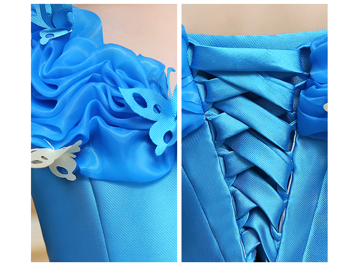 Pre-orderชุดแฟนซี ชุดราตรีเด็ก ชุดออกงาน ชุดกระโปรง สไตล์เจ้าหญิง แขนกุด แต่งดอกช่วงอก กระโปรงฟูฟ่อง สวยงาม เชือกผูกหลัง