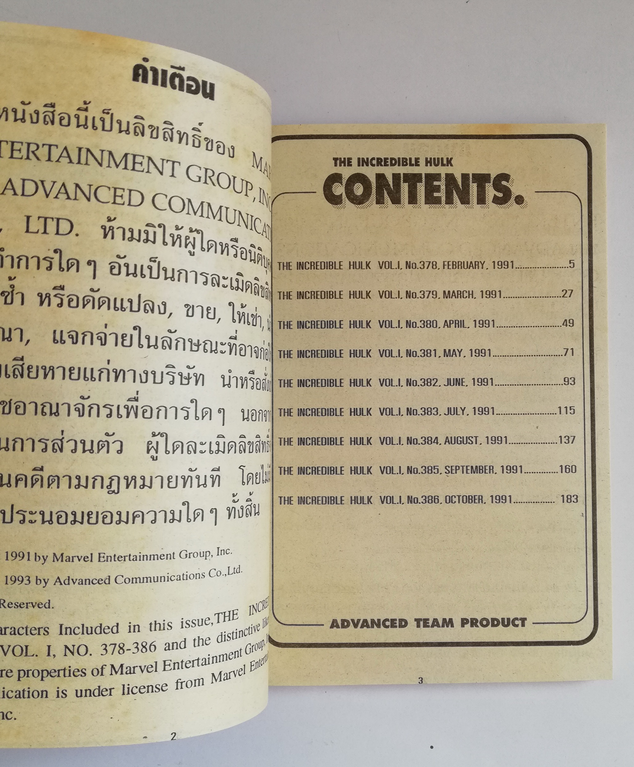 พ็อคเก็ตบุ๊คสะสมแนวอนิเมชั่น หนังสือการ์ตูนเก่า the Incredible Hulk ฮัค ฉบับที่7 Feb-Oct 1991
